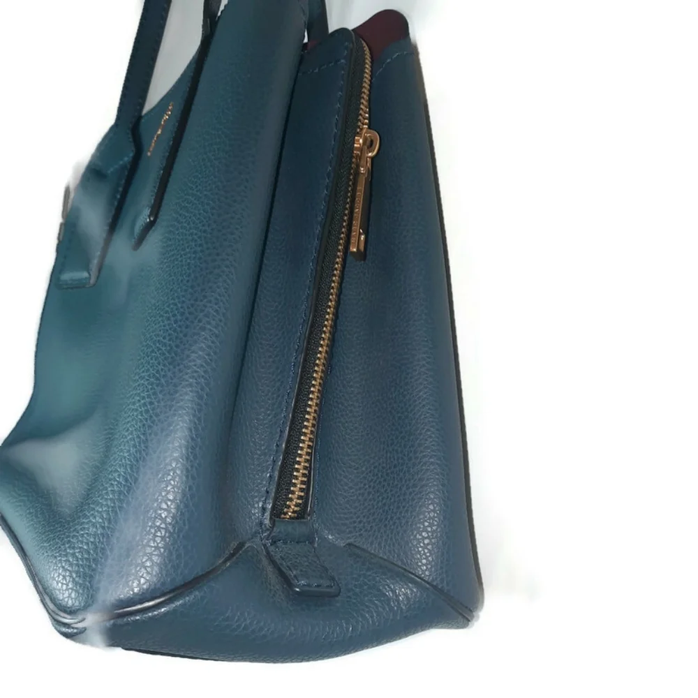 MARC JACOBS Editor Leather Tote Bag Blue Sea Navy Red Everyday Versatile Classic - Picture 5 of 16